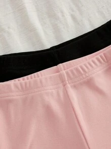 Set de 2 piezas de top de manga larga con cuello redondo y leggings forrados térmicamente de unicolor básico informal para niñas preadolescentes - Multicolor - Ver 8