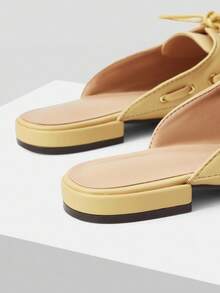 Mnmlis Women's Lace-Up Pointed Toe Backless Flat Casual Shoes - Apricot - View 3