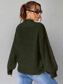 Maglione oversize da donna a maniche lunghe con scollo a V, tinta unita