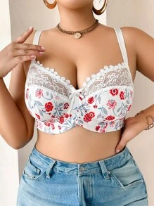 DesireSculpt 1 Áo ngực ren có gọng cỡ lớn, áo ngực họa tiết hoa, áo ngực ren, áo ngực hoa, áo ngực dễ thương, nâng ngực - Nhiều màu - Xem 1