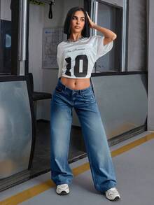 EURMUSE LOW WAIST DOUBLE POCKET BLUE JEANS WOMAN - Dark Wash - View 5