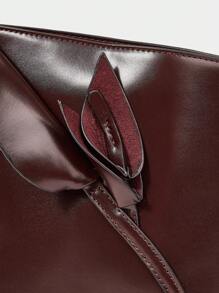 SHECARRY PU 皮革贴花单肩包，红色 - 咖啡 - 查看 5