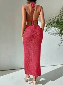 Breezaya Women's Off-Shoulder Fitted Beach Vacation Casual Dress - Red - View 2