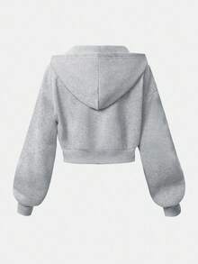 Girlism Teen Girls Casual Knit Hooded Sweatshirt & Sweatshirt Co-Ord Set/Autumn/Winter/Halloween,Glowmode,Fall,Halloween/Autumn/Christmas/Holiday/Festival/Winter - Grey - View 6