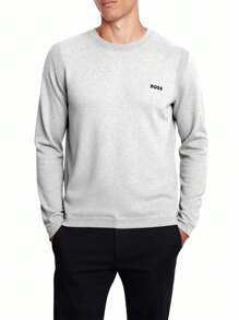 Hugo Boss Ever-X_CN Men's Casual Loose Fit Round Neck Long Sleeve T-Shirt - 057 Light-Pastel Gre - View 1