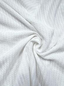 SHEIN LUNE 女士休闲纯色V领长袖T恤 - 白色 - 查看 5