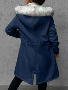 EURMUSE Women's Outdoor Warm Thermal Lined Long Sleeve Padded Coat, Autumn/Winter - Navy Blue - View 2