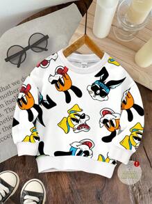 SHEIN Baby/Kleinkind Jungen Lässiges, loses Pullover Sweatshirt mit Tier Grafik in Strickoptik, rundem Ausschnitt, geeignet für Herbst/Winter