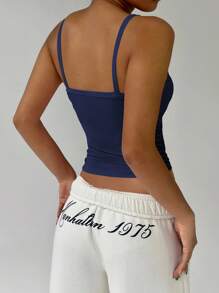 FavEase 女士羅紋吊帶背心 - 藏蓝色 - 查看 2