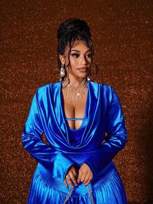 Maweii 大码性感优雅连衣裙 - 寶藍色 - 查看 2