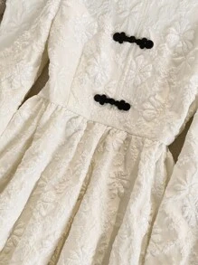 GlowEve New Autumn Jacquard Button-Up Long Sleeve Dress Fall Cloth For Women - Apricot - View 6