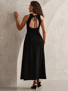 MaterniWear Sleeveless Polka Dot Maternity Dress, Fashionable For Summer  Old Money Style Women   Work/Office  Polka Dot Dress  Office Dress  Work Outfits For Women   Work/Office  Polka Dot Print Back Strap