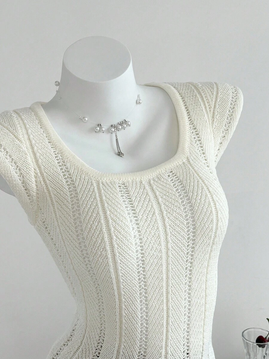 SHEIN Unity Women's Basic Casual Knit Sweater - White - View 1