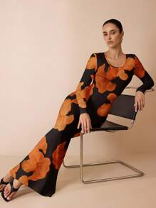 Glamance Livia Canto Studio 女士优雅派对长裙，心形印花黑色圆点修身款，秋冬 - 白色 - 查看 1