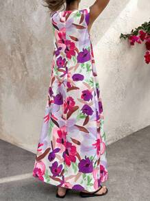 Selianne Vestido largo retro con estampado para mujer, ropa de otoño - Multicolor - Ver 2