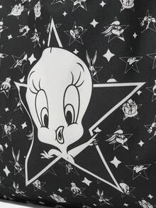 LOONEY TUNES X SHEIN Tas Bahu Fashion Bermotif Kartun Kapasitas Besar - Hitam - View 6