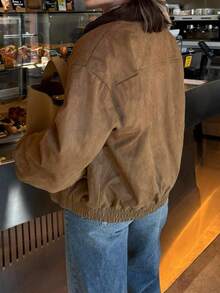 INAWLY 女装 2025 秋冬新款拼色休闲宽松口袋夹克