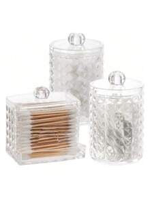 1PC/3PCS Nampan Organizer Makeup Akrilik Motif Berlian, Kotak Penyimpanan Kosmetik Akrilik Transparan, Rak Display Stoples Kamar Mandi dengan Tutup, Untuk Liburan Pantai, Koleksi Kamar Mandi, Koleksi Kamar Tidur, Kapasitas Besar, Penyimpanan Gelas - Clear - View 5