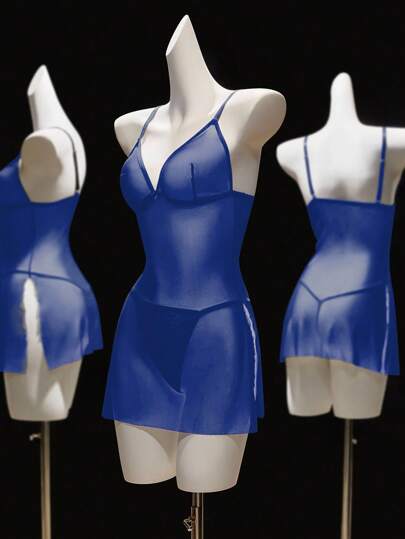 Seduluxe Verleidelijke Wireless Mesh Lingerie Camisole Set One Piece Bodysuit Side Slit Babydoll view 4