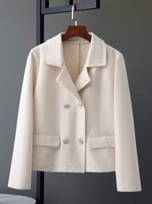 SHEIN LUNE New Stylish Short Overcoat, Autumn/Winter Fall Cloth For Women - Apricot - View 1