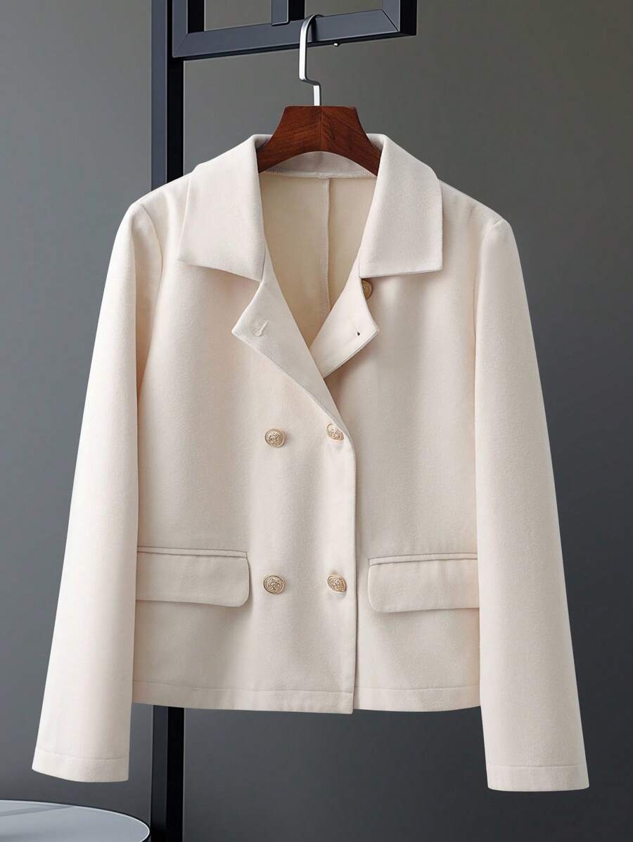 SHEIN LUNE New Stylish Short Overcoat, Autumn/Winter Fall Cloth For Women - Apricot - View 1