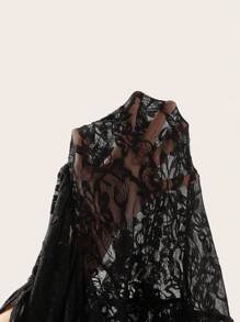 Coolane 女士夏季音乐会狂欢节外出文艺复兴博览会 Y2K 蕾丝露肩短款 T 恤 - 黑色 - 查看 8