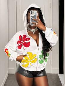 BamGleam Herbst Neue Lässige Retro Y2K Straßen Grafik Muster Reißverschluss Hoodie Sweatshirt für Frauen, Frauen Sweatshirt Abschluss, Abschluss, Lehrerin für Frauen Herbst und Winter Herbst für Frauen - Schwarz - Übersicht 5