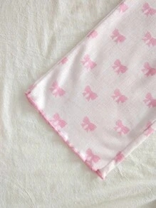 2件套女童休闲可爱蝴蝶结印花长袖上衣和裤子家居服套装 - 粉色 - 查看 4