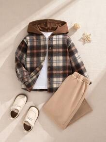 Souflis Souflis 2 件套男婴春秋时尚格子连帽外套和直筒裤套装 - 彩色 - 查看 3