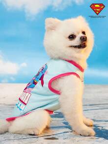 SUPERMAN X PETSIN X Krypto 可爱卡通插画印花宠物猫狗通用舒适透气狗狗背心 - 彩色 - 查看 9