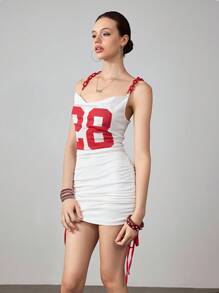 ROMWE Avant Summer Sportcore Casual Mini Dress For Women - White - View 5