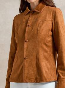 Briarwyn Casual Style Button-Up Long Sleeve Women's Regular Jacket,Winter Jacket,Fall Clothes For Women,Winter Clothes For Women - Coffee Brown - View 9