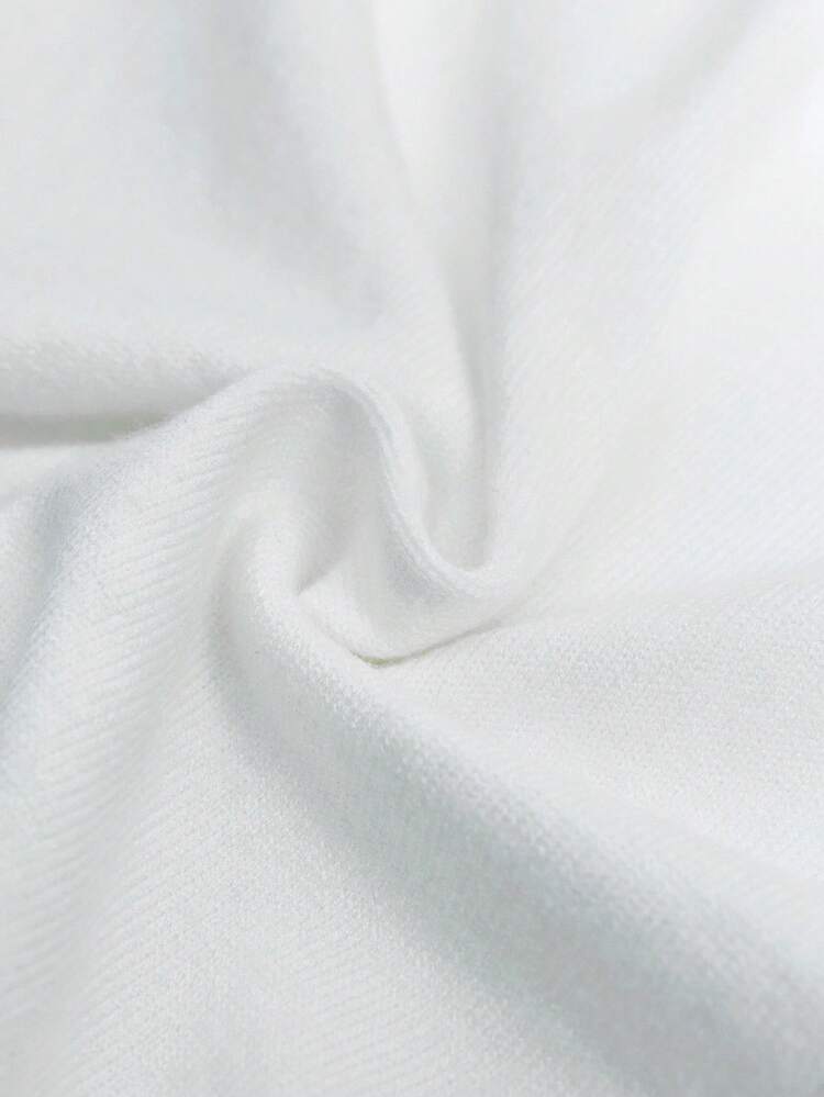 SHEIN Maija 2025 Women's Metal Decor Halter Neck Fitted White Mid-Length Dress, Suitable For Early Autumn Back To School Season And Party Season White Dress Women Halter Neck Dress For Woman White Halter Dress White Midi Dress Wedding Season, White Dress, Wedding Guest Gown