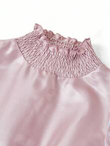 Ellevyn Robe courte élégante en jacquard rose à manches patchwork, convenant pour le port quotidien et pour de multiples occasions, automne - Rose bonbon - Voir 4