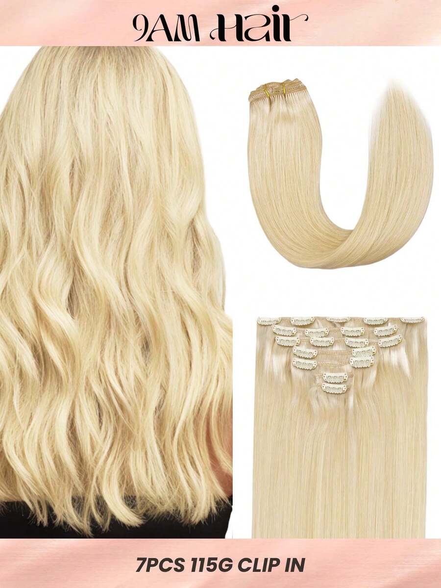 7PCS Straight Clip In Hair Extensions 100% Real Human Hair 14-24 Inch 115G Double Weft Invisible Clip Hair Extensions Remy Natural Human Hair For Women Girls Daily Use - S613 - View 1