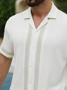 ResortEase Herren Sommer Lässig Patchwork Gurtband Kurzarm Hemd und Shorts Set - Verschiedenfarbig - Übersicht 4