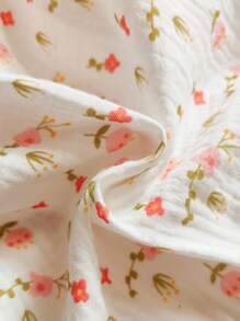 SHEIN Baby Girls' Ditsy Floral Jumpsuit, Soft Fabric, Comfortable, Long Sleeve, Suitable For Spring/Autumn, Cute Countryside Style - Multicolor - View 6