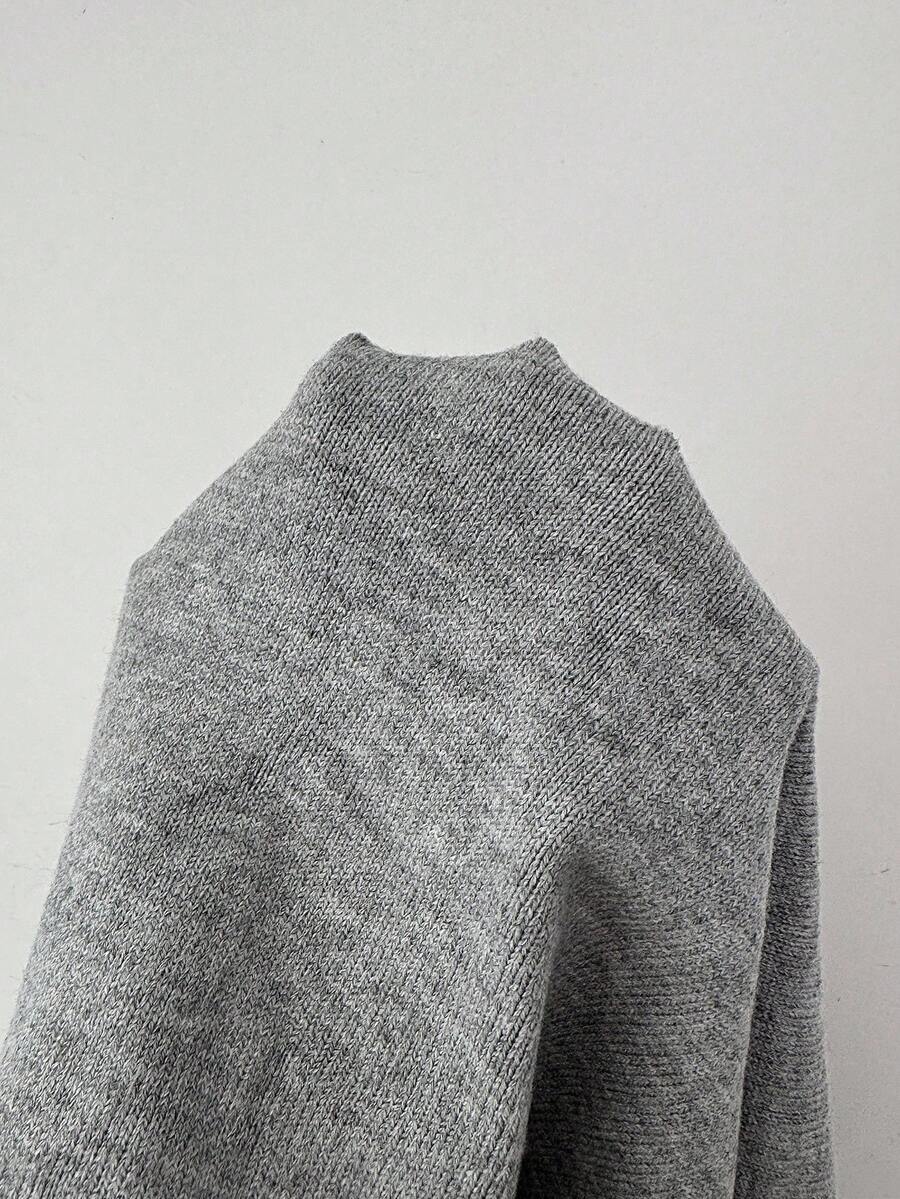 Lacomfia Women's Solid Color Front Button Floral 3D Knitted Cardigan Sweater - Grey - View 1