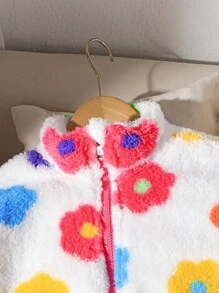 SHEIN 女童 (大号) 休闲可爱花朵羊毛夹克 - 彩色 - 查看 7