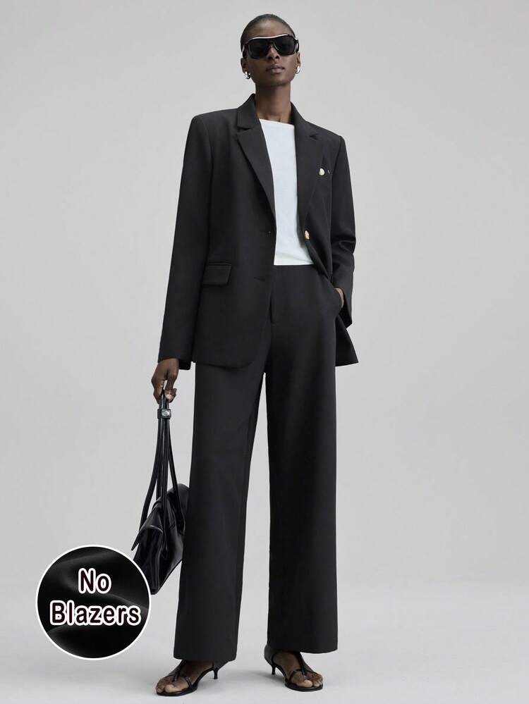 2025 New, Autumn/Winter Apparel, All Season Wear, Winter, Back To School Looks, Halloween & Christmas, Women's Teacher Attire, Outgoing, Women's Business Casual, All-Match Versatile Fashion Colorblock Waistband Straight Leg Suit Pants