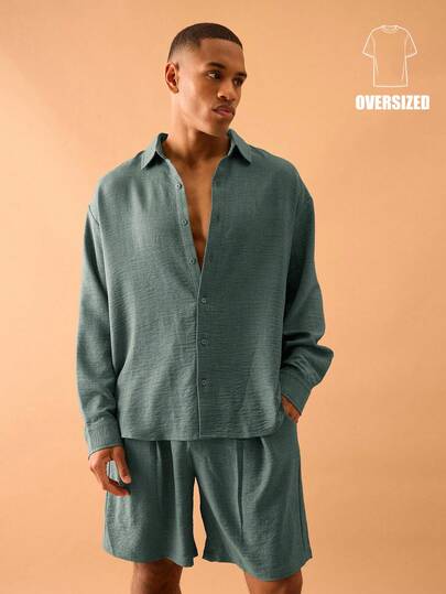 Musero Oversized Linen Button Through Long Sleeve Shirt Only Summer Smart Streetstyle Vacation Spring&Summer