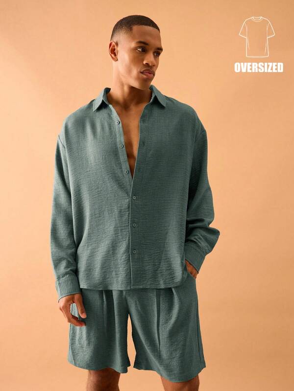 Musero Oversized Linen Button Through Long Sleeve Shirt Only Summer Smart Streetstyle Vacation Spring&Summer