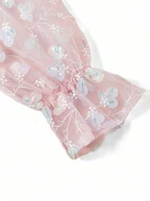 Ellevyn Robe courte élégante en jacquard rose à manches patchwork, convenant pour le port quotidien et pour de multiples occasions, automne - Rose bonbon - Voir 5