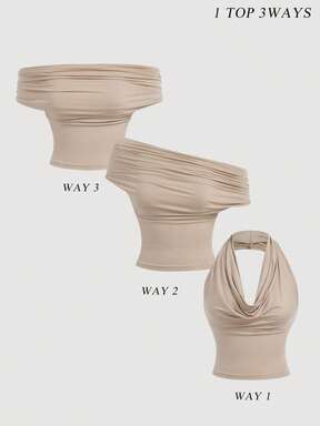 SHEIN MOD Parte superior casual de mujer de ajuste delgado de unicolor que se puede usar de 3 maneras diferentes para el verano