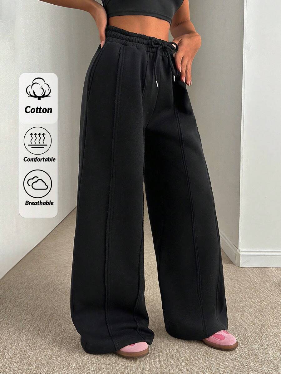 SHEIN Tall Women Loose Fit Front Stitch Detailed Sweatpant Pant