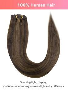 7 PIEZAS Extensiones de cabello con clip recto 100% cabello humano real de 14-24 pulgadas 115G Doble trama Extensiones de cabello con clip invisibles Cabello humano Remy natural para uso diario de mujeres y niñas - S1/2/5 - Ver 3