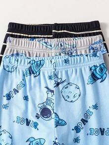 SHEIN 6pcs/Set Boys' Video Game & Astronaut Print Snug Fit Long Sleeve Top And Long Pants Pajama Set, Home Clothes Boys Pajama Sets Space Pajamas Boys Fall Winter