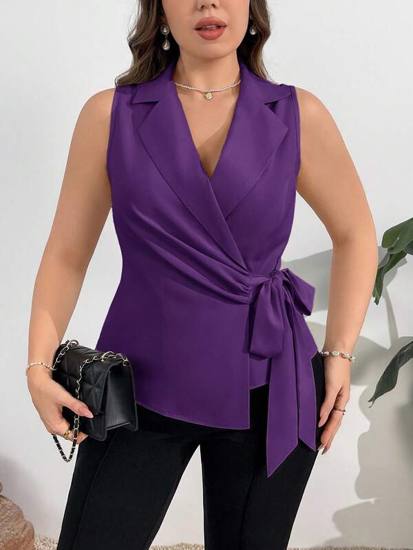 Firerie 大码优雅通勤职场文艺度假精致下午茶略带性感约会音乐会派对INS复古学院海滩拍照春夏简约优雅通勤裹身系带马甲秋冬