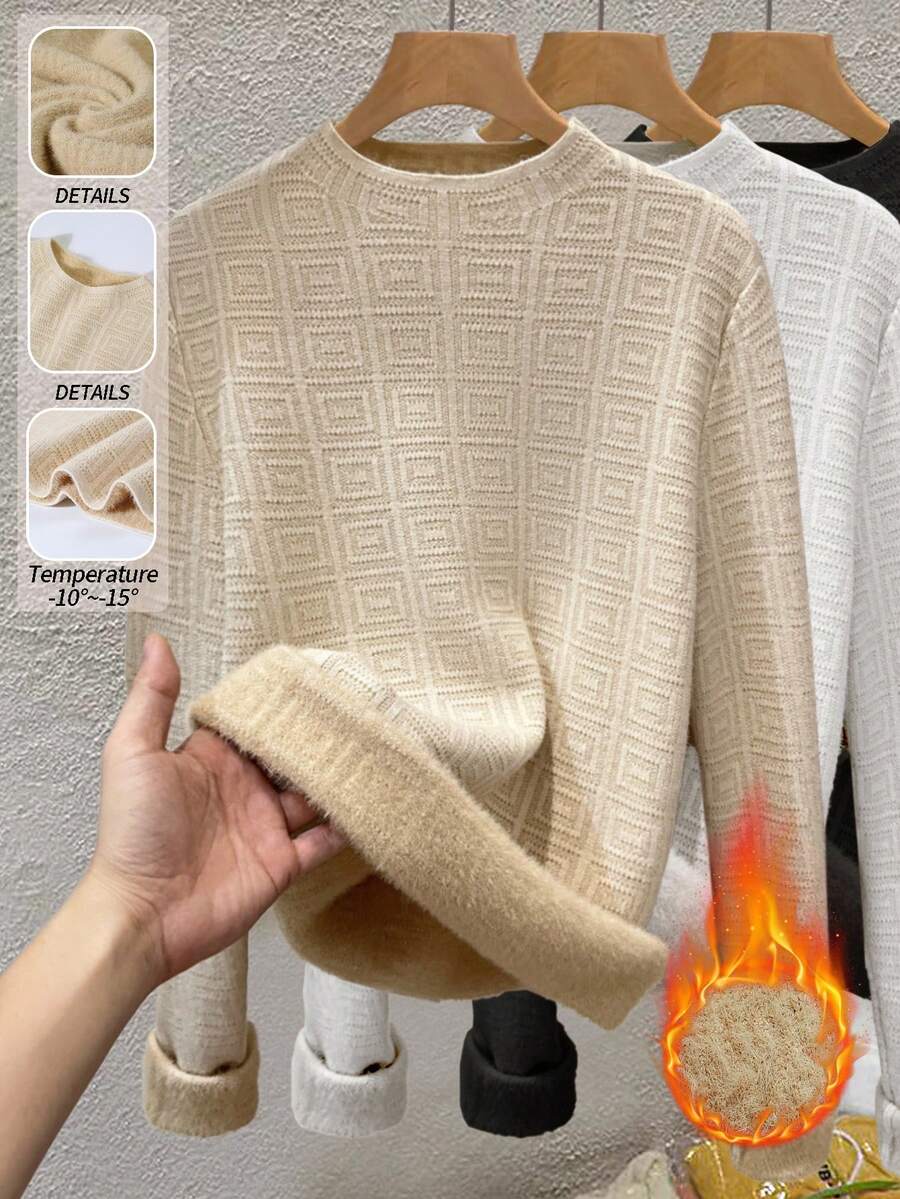 SHEIN Franclia New Autumn/Winter Thermal Lined Pullover Sweater, Versatile Women's Base Layer Top Fall Cloth For Women - Apricot - View 1