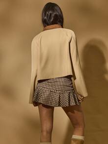 Aralina Women's Casual Autumn/Winter Boho Cute Barn Jacket With Suede Collar Perfect For Going Out And Teacher And Church - Khaki - View 2